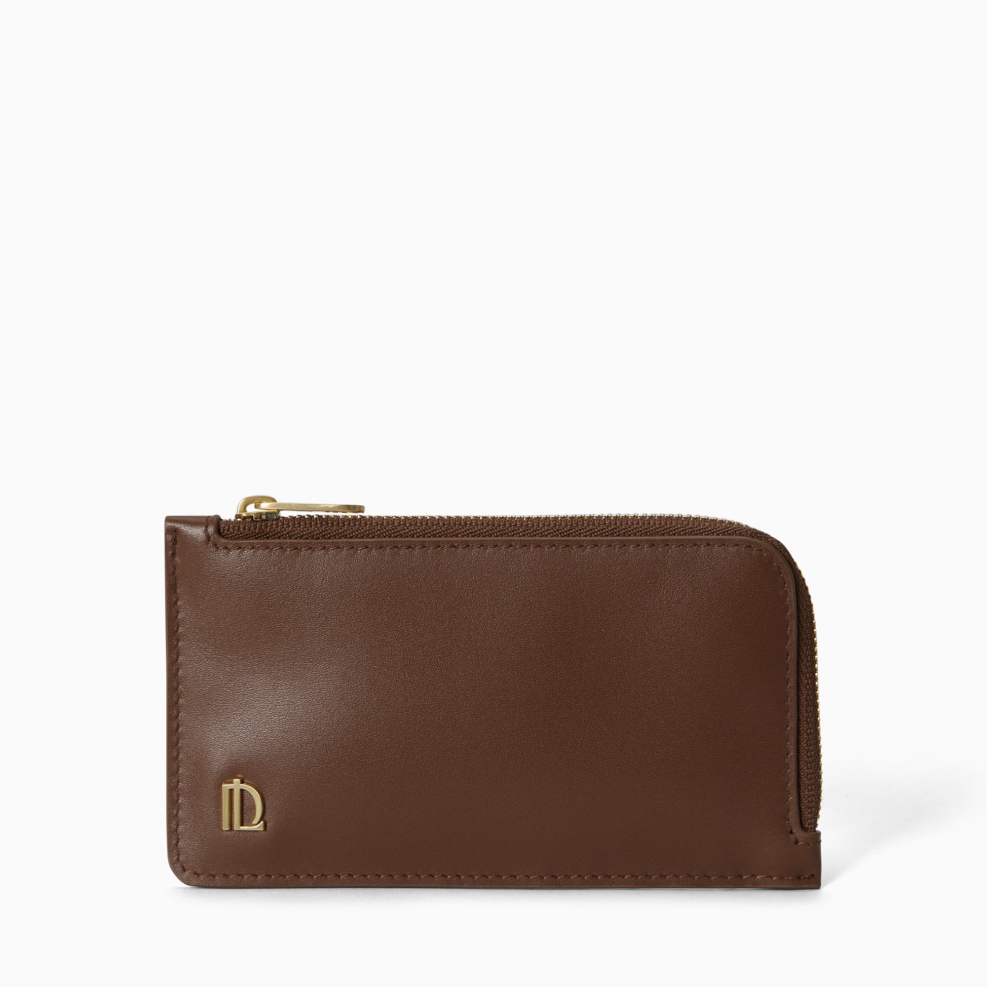 Signature Soft Leather Zip Card Holder 5CC | Acajou – LONGVADON