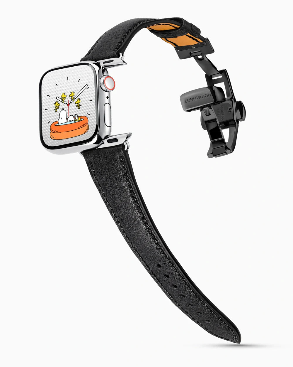 Swift Series luxury Apple Watch leather band on a Series 9 Apple Watch