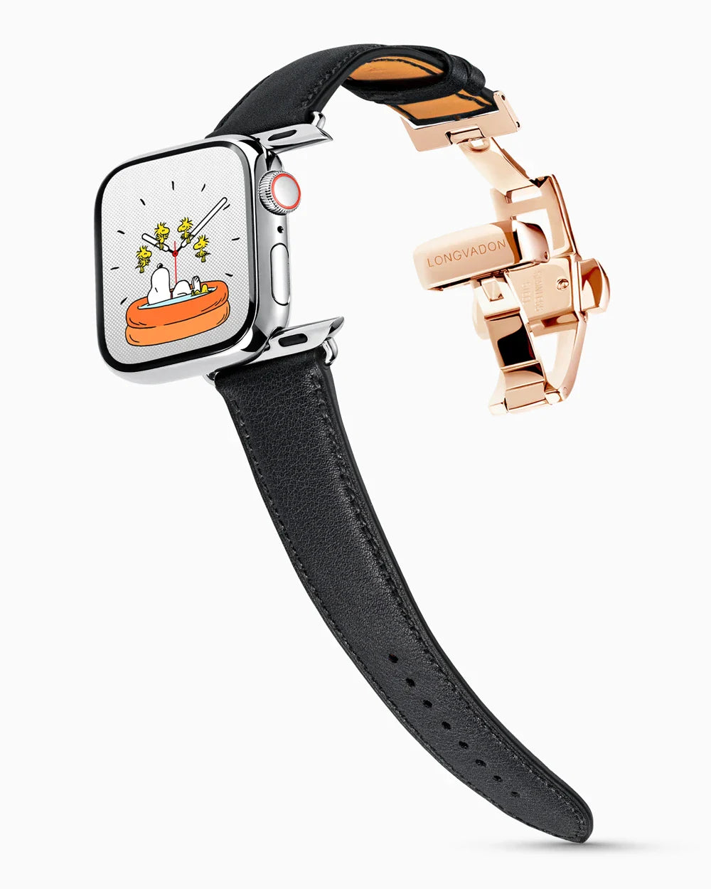 Swift Series luxury Apple Watch leather band on a Series 9 Apple Watch