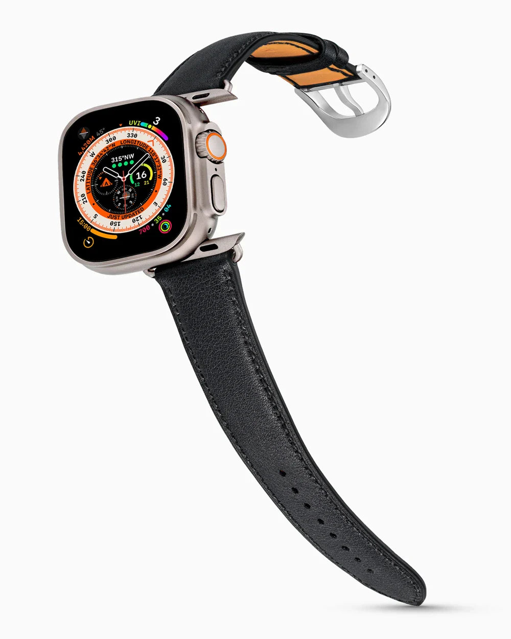 Swift Series luxury Apple Watch leather band on an Apple Watch Ultra