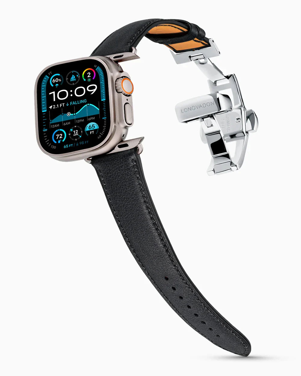 Swift Series luxury Apple Watch leather band on an Apple Watch Ultra