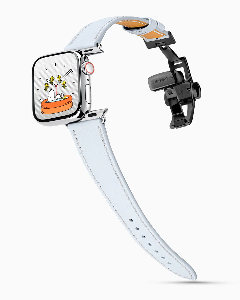 Swift Series luxury Apple Watch leather band on a Series 9 Apple Watch