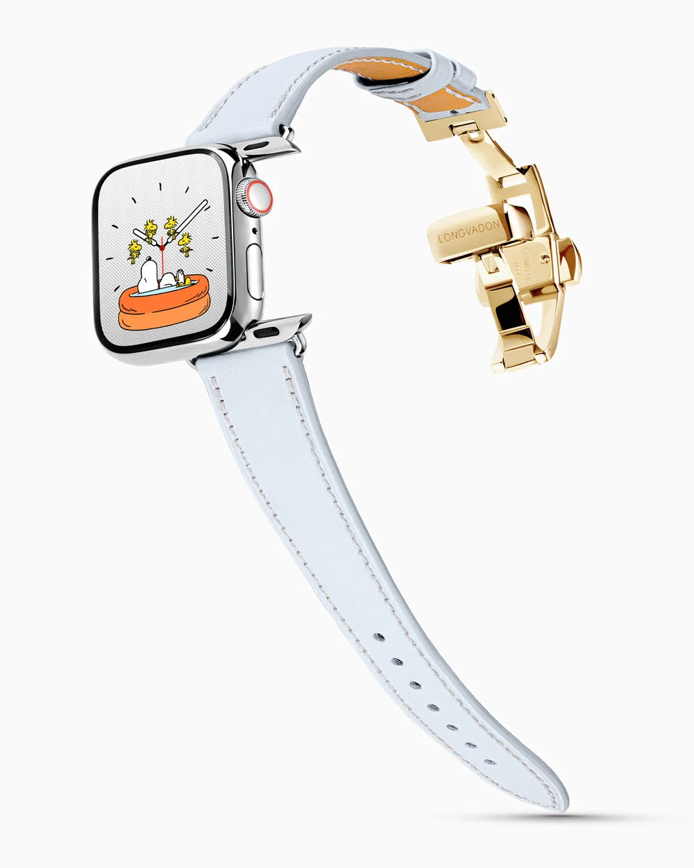 Swift Series luxury Apple Watch leather band on a Series 9 Apple Watch