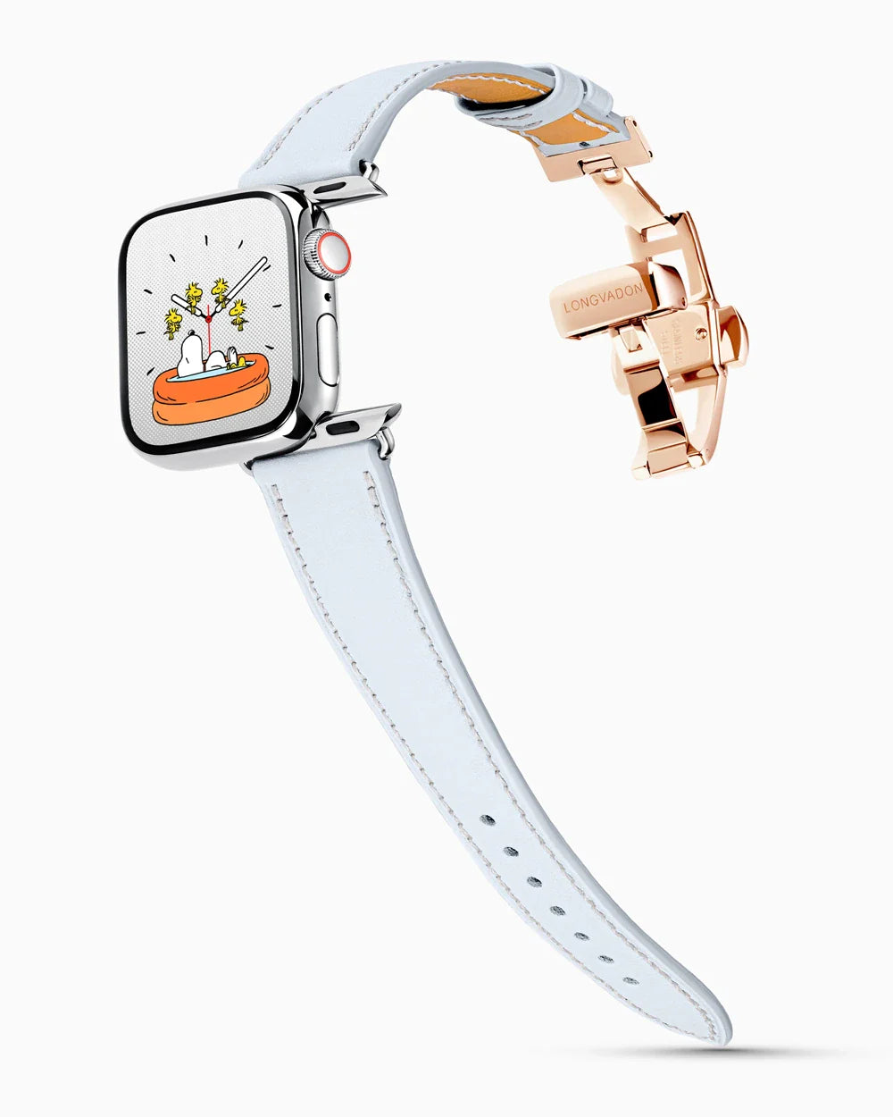 Swift Series luxury Apple Watch leather band on a Series 9 Apple Watch