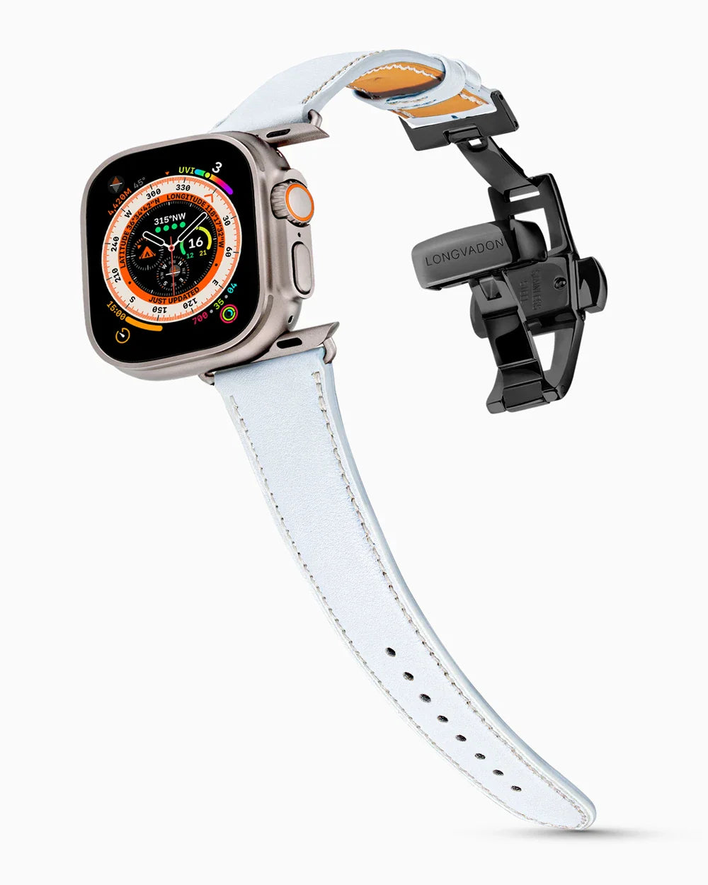 Swift Series luxury Apple Watch leather band on an Apple Watch Ultra