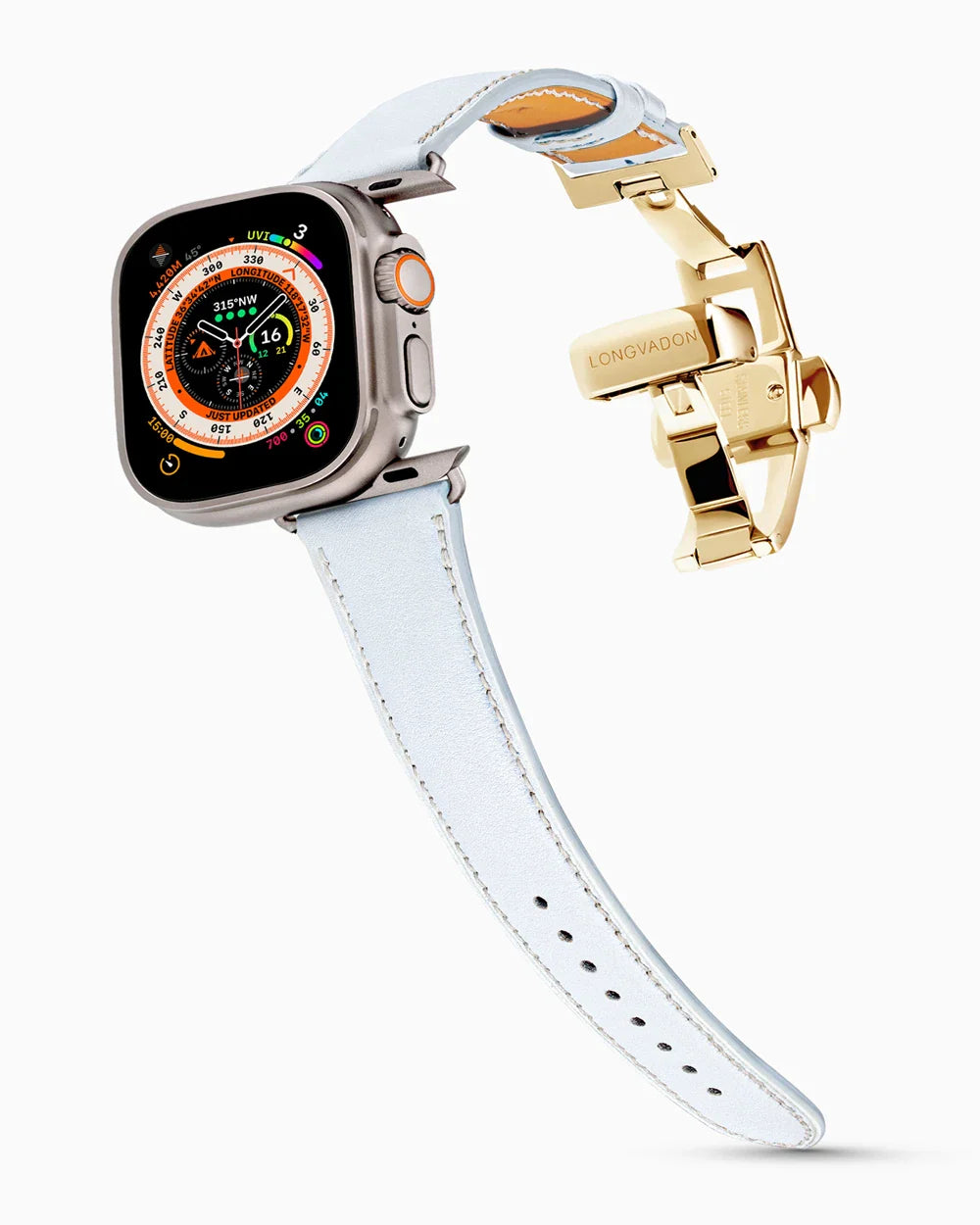 Swift Series luxury Apple Watch leather band on an Apple Watch Ultra