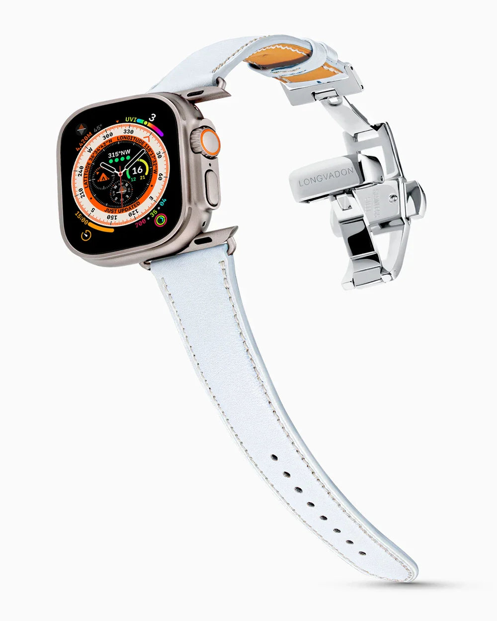 Swift Series luxury Apple Watch leather band on an Apple Watch Ultra