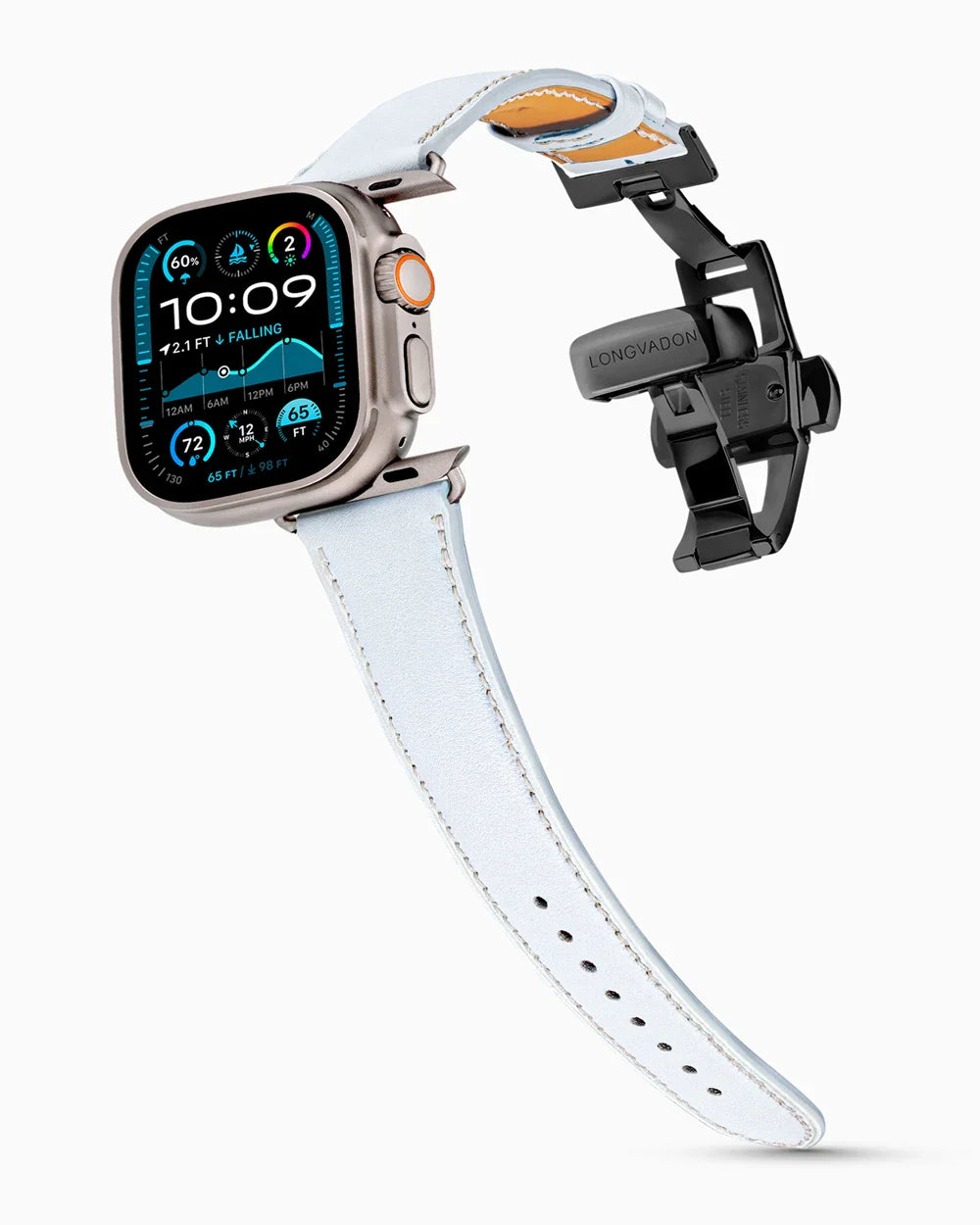 Swift Series luxury Apple Watch leather band on an Apple Watch Ultra