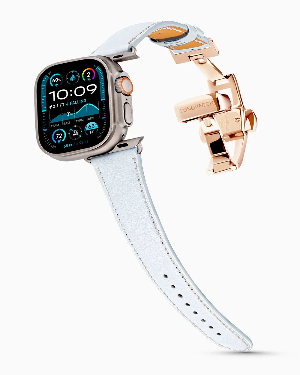 Swift Series luxury Apple Watch leather band on an Apple Watch Ultra