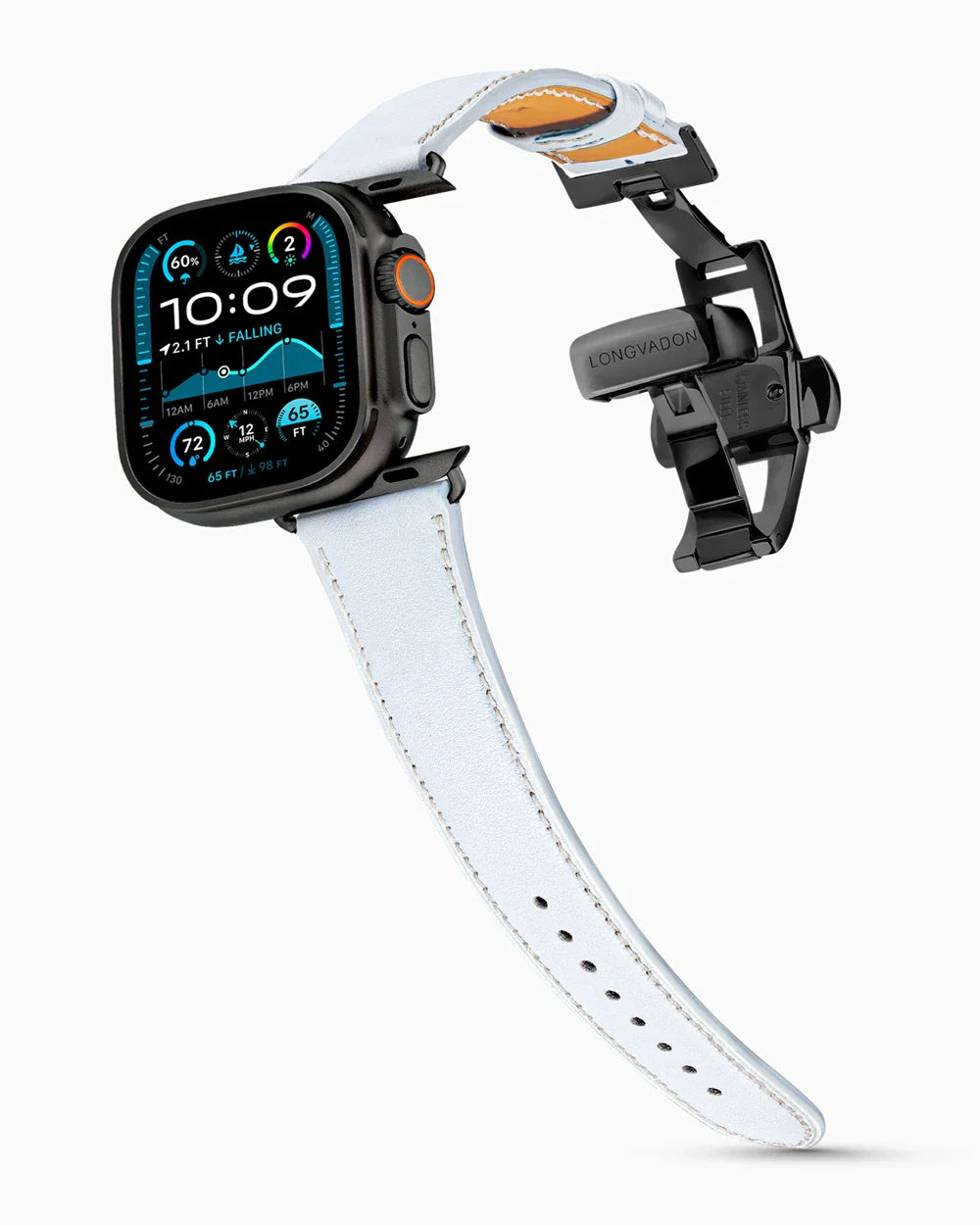 Swift Series luxury Apple Watch leather band on an Apple Watch Ultra