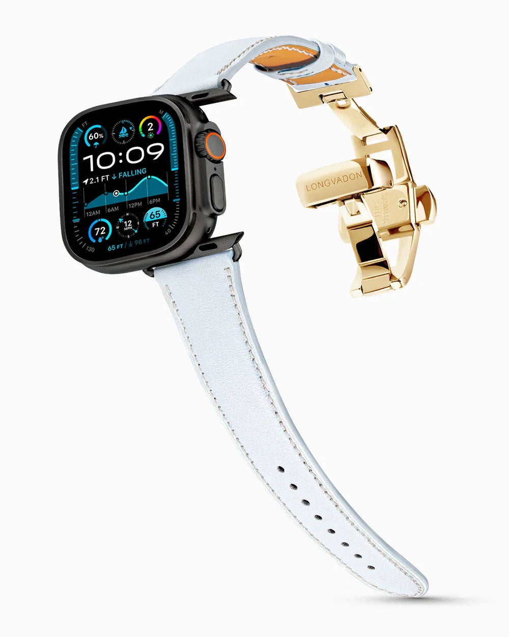 Swift Series luxury Apple Watch leather band on an Apple Watch Ultra