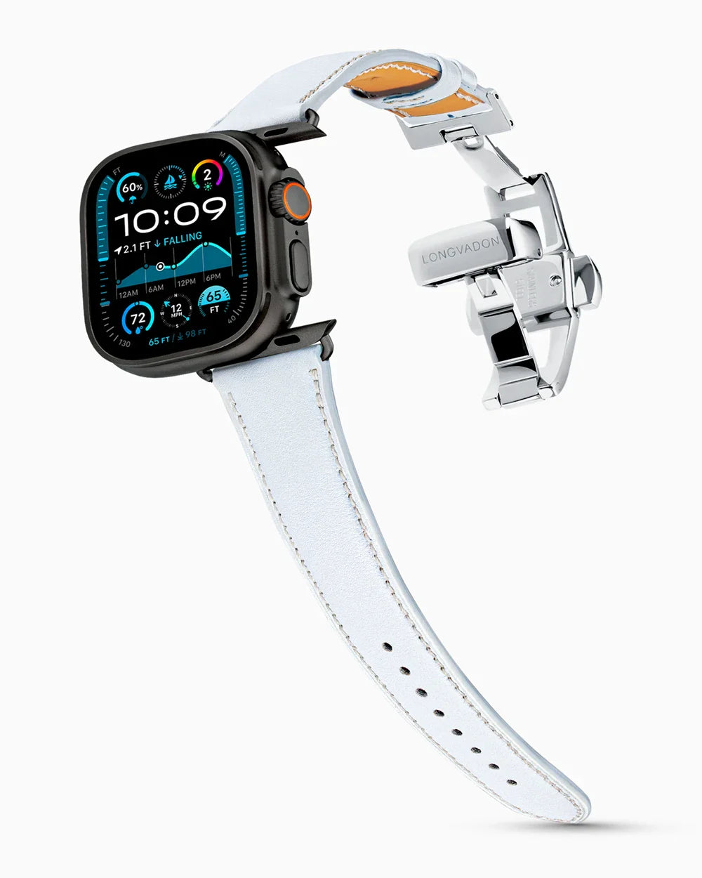 Swift Series luxury Apple Watch leather band on an Apple Watch Ultra