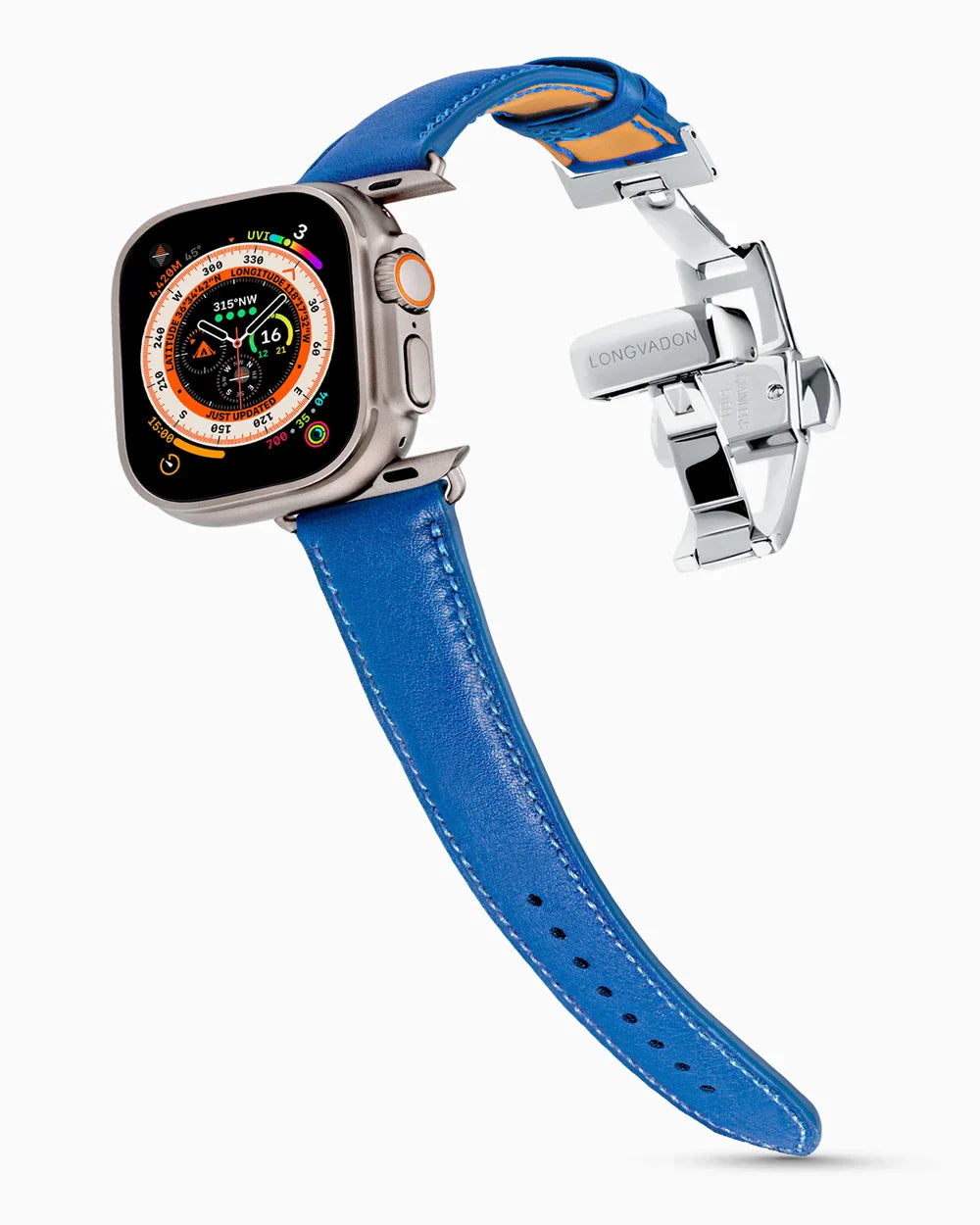 Swift Series luxury Apple Watch leather band on an Apple Watch Ultra