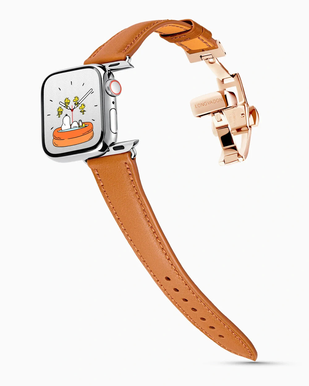 Swift Series luxury Apple Watch leather band on a Series 9 Apple Watch