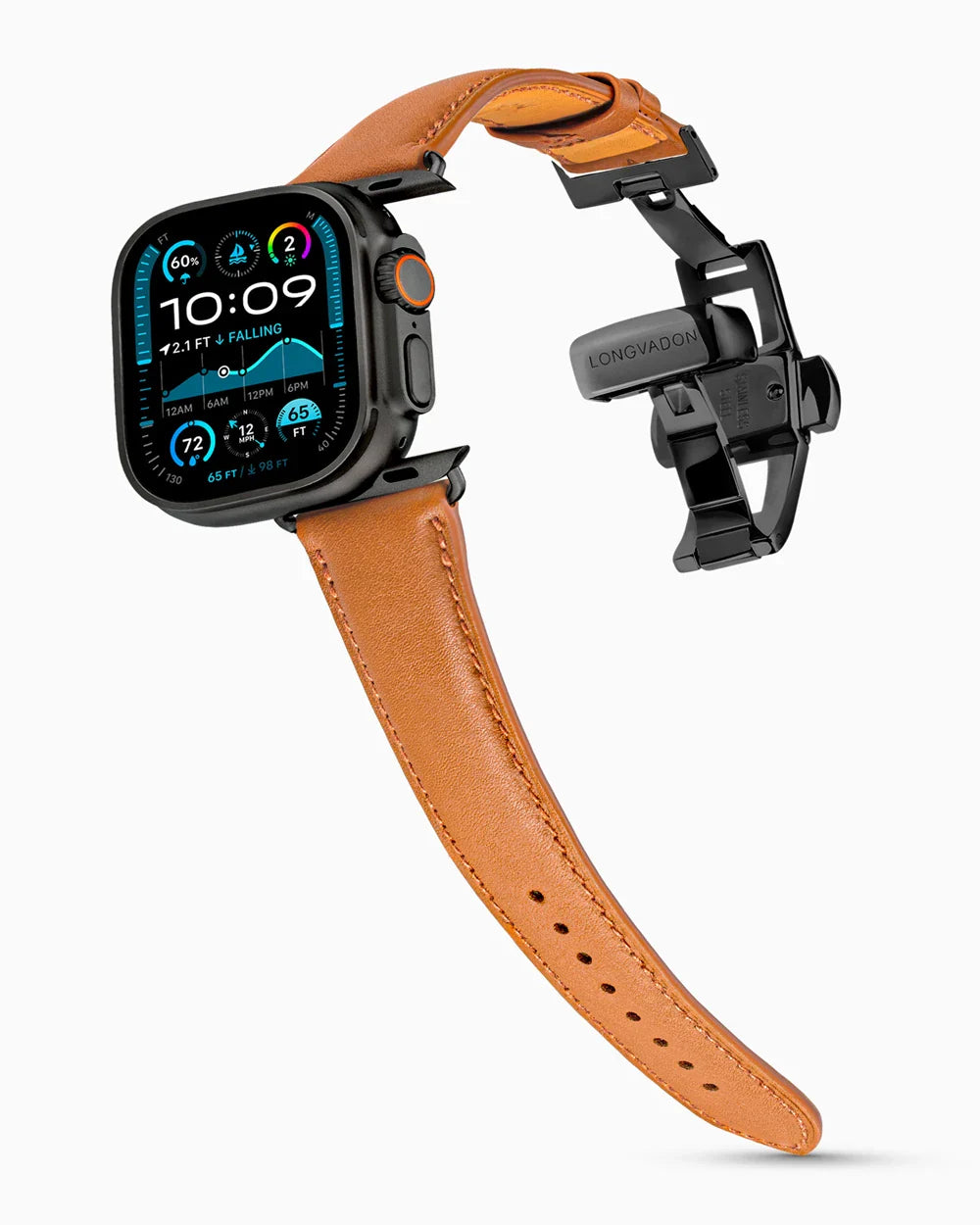 Swift Series luxury Apple Watch leather band on an Apple Watch Ultra
