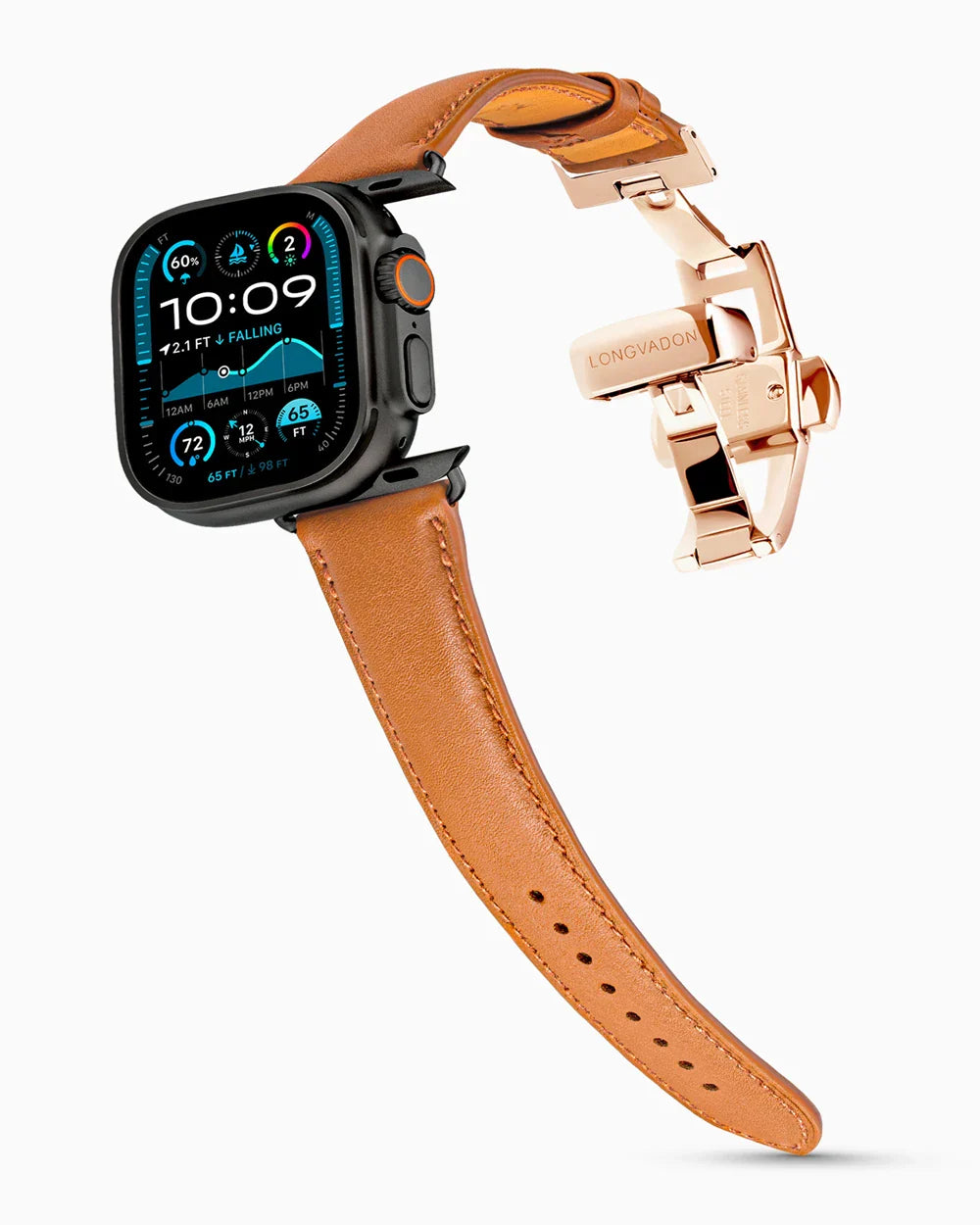 Swift Series luxury Apple Watch leather band on an Apple Watch Ultra