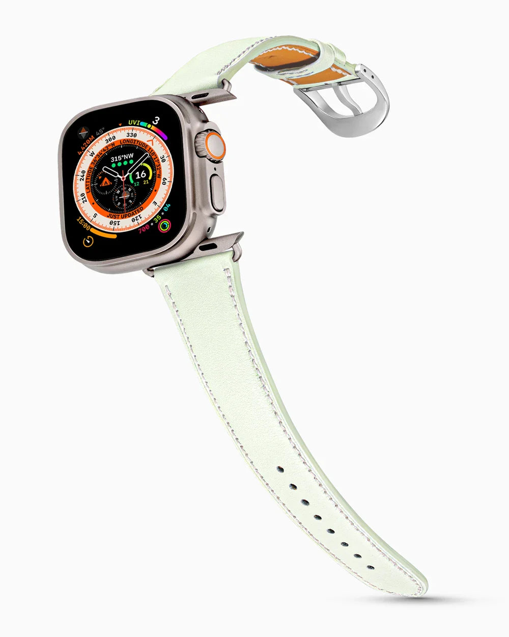 Swift Series luxury Apple Watch leather band on an Apple Watch Ultra