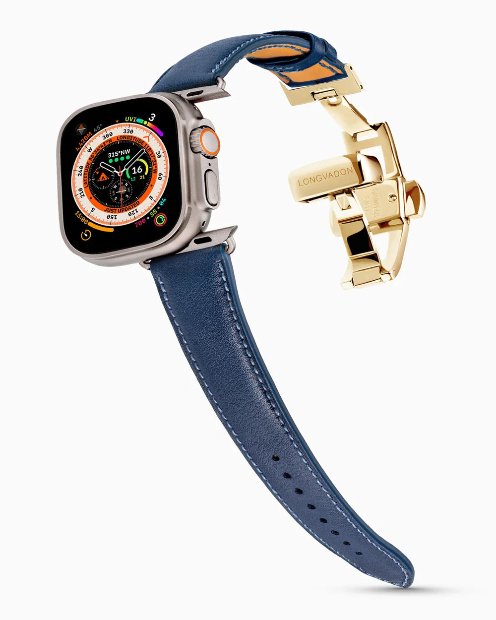 Swift Series luxury Apple Watch leather band on an Apple Watch Ultra