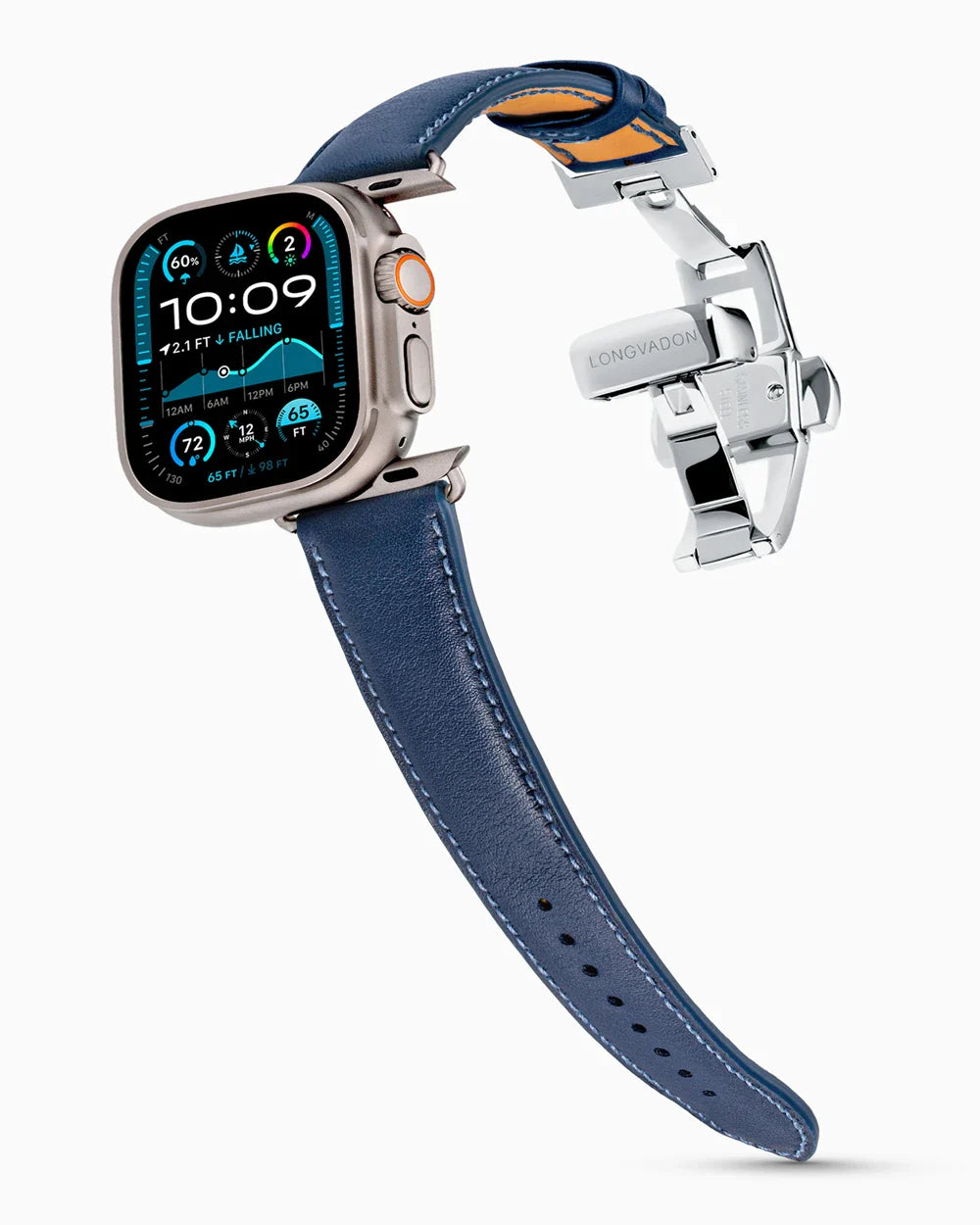 Swift Series luxury Apple Watch leather band on an Apple Watch Ultra