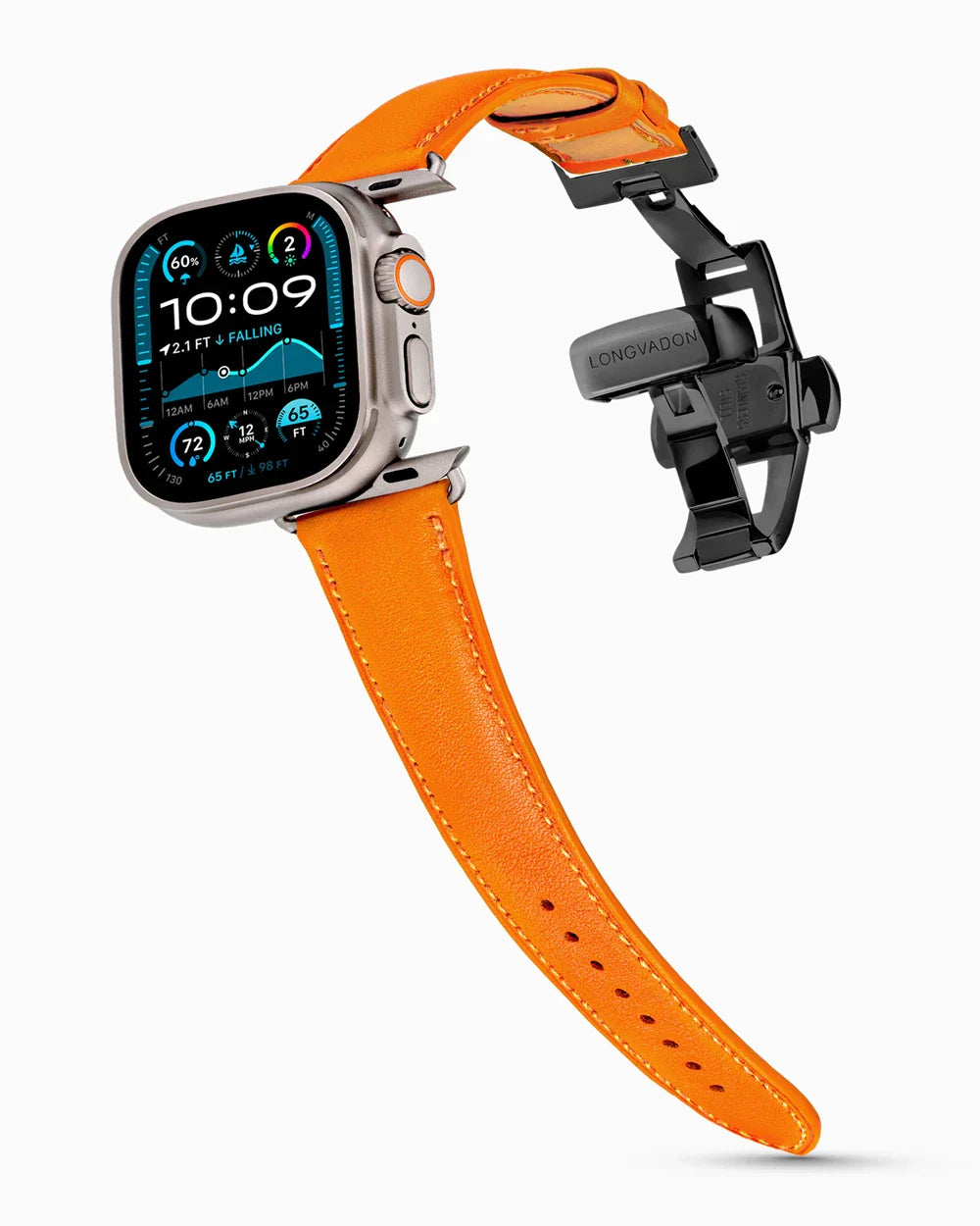 Swift Series luxury Apple Watch leather band on an Apple Watch Ultra