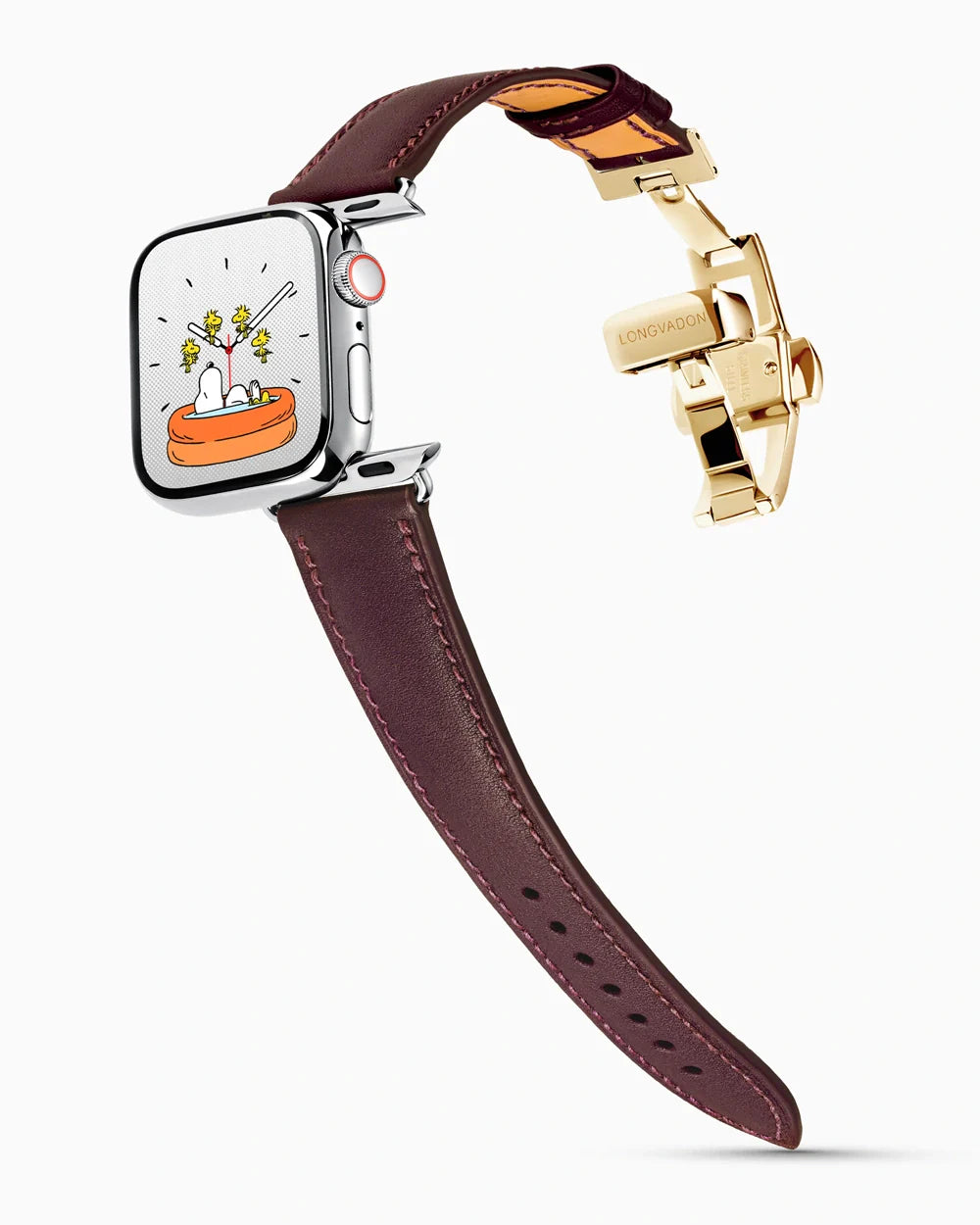 Swift Series luxury Apple Watch leather band on a Series 9 Apple Watch