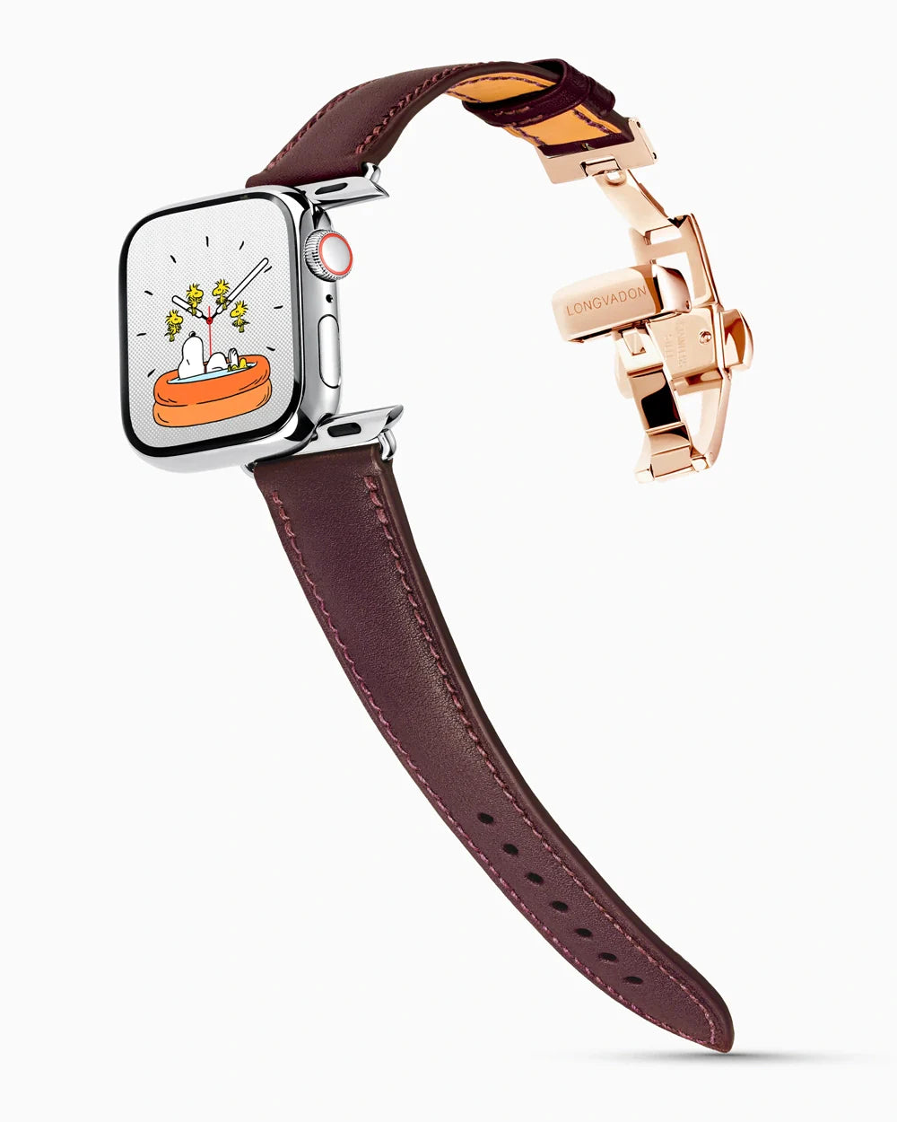 Swift Series luxury Apple Watch leather band on a Series 9 Apple Watch