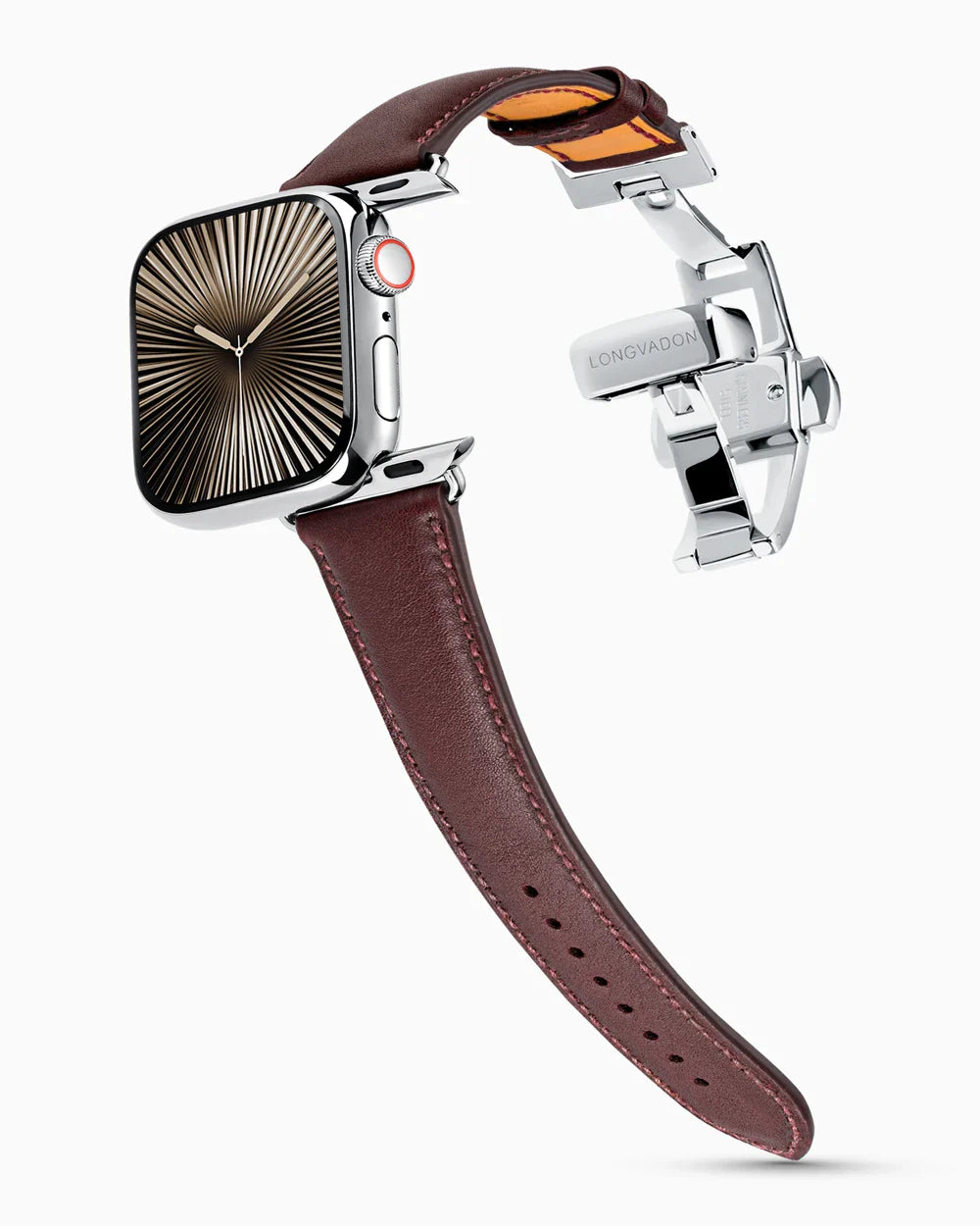 Swift Series luxury Apple Watch leather band on a Series 10 Apple Watch