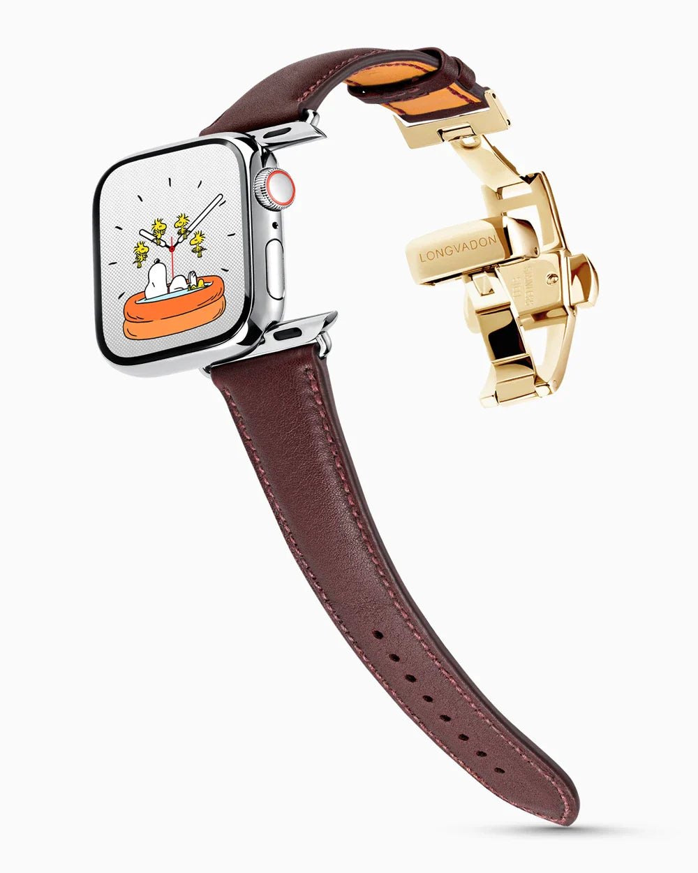 Swift Series luxury Apple Watch leather band on a Series 9 Apple Watch