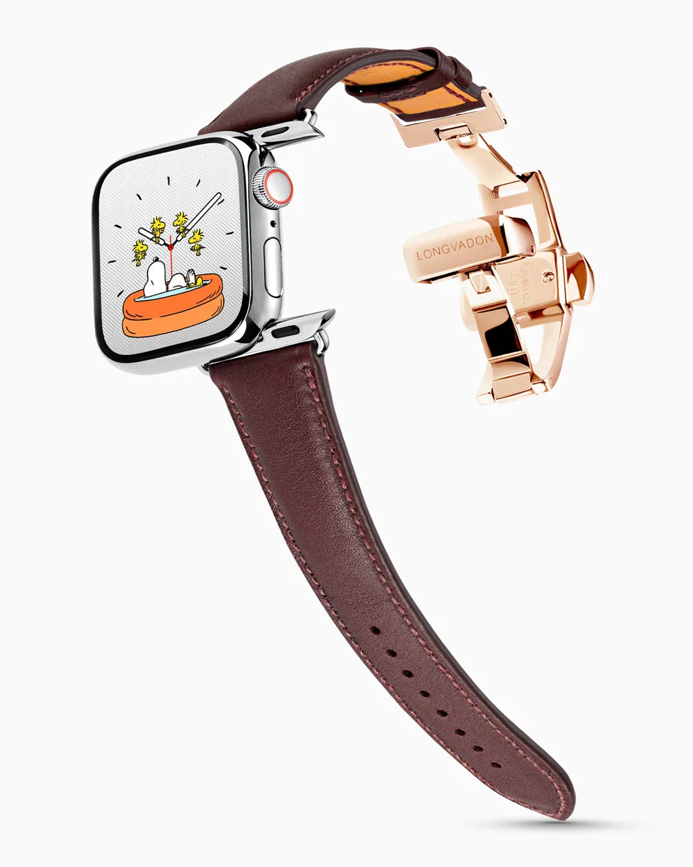 Swift Series luxury Apple Watch leather band on a Series 9 Apple Watch