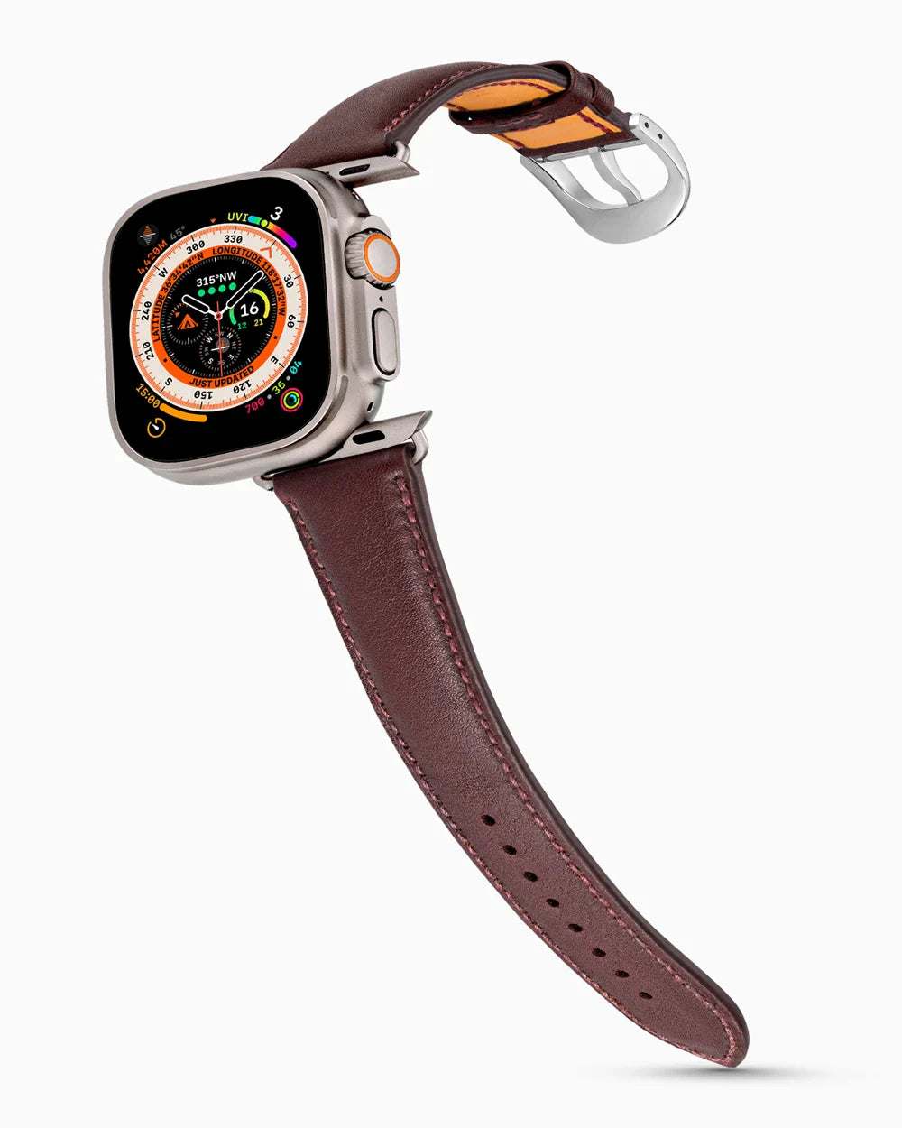 Swift Series luxury Apple Watch leather band on an Apple Watch Ultra