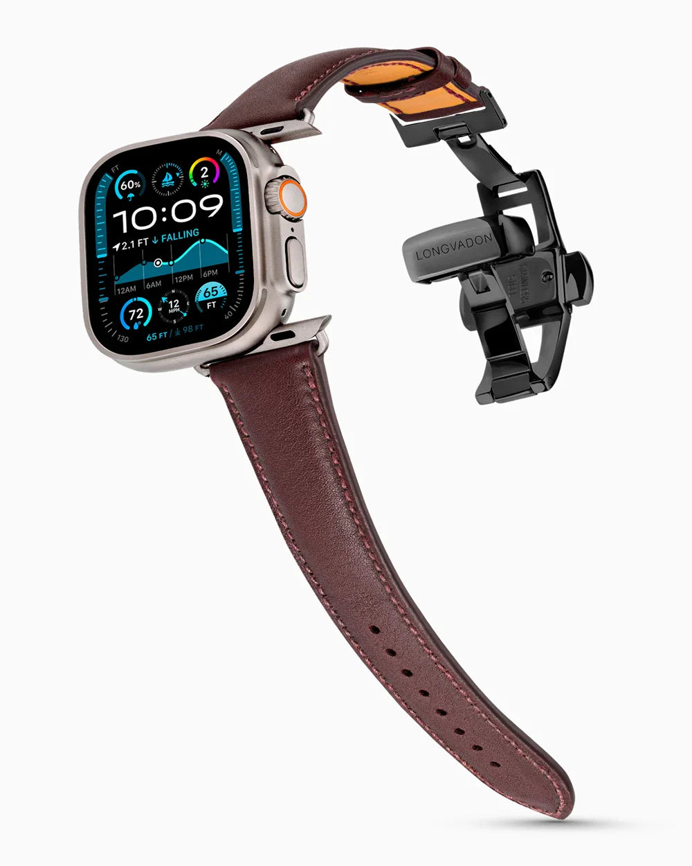 Swift Series luxury Apple Watch leather band on an Apple Watch Ultra