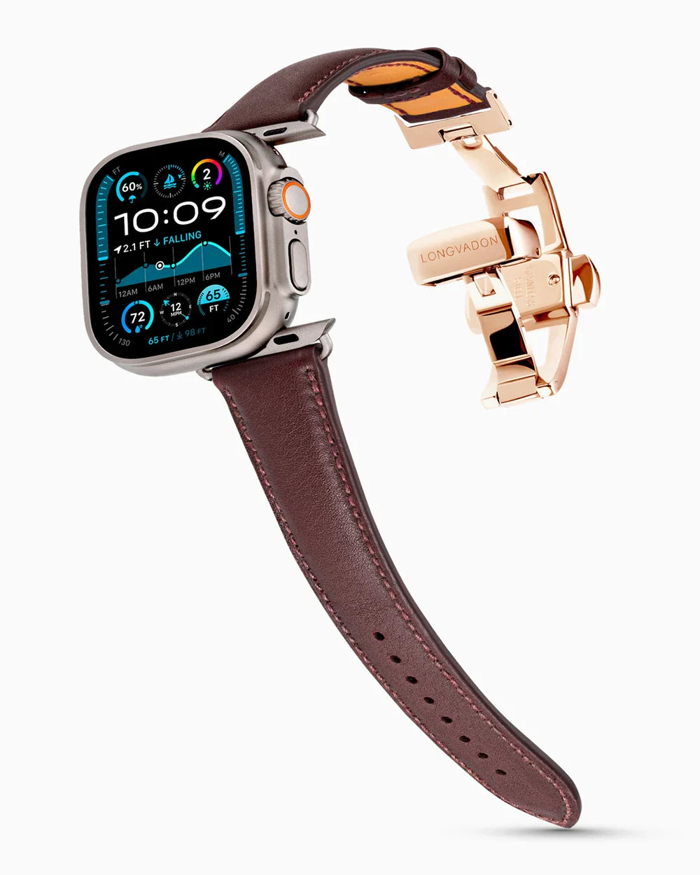 Swift Series luxury Apple Watch leather band on an Apple Watch Ultra