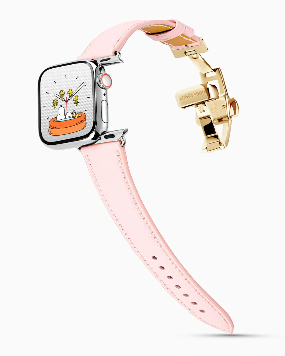 Swift Series luxury Apple Watch leather band on a Series 9 Apple Watch