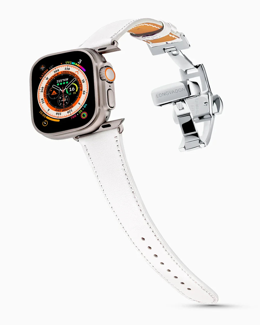 Swift Series luxury Apple Watch leather band on an Apple Watch Ultra