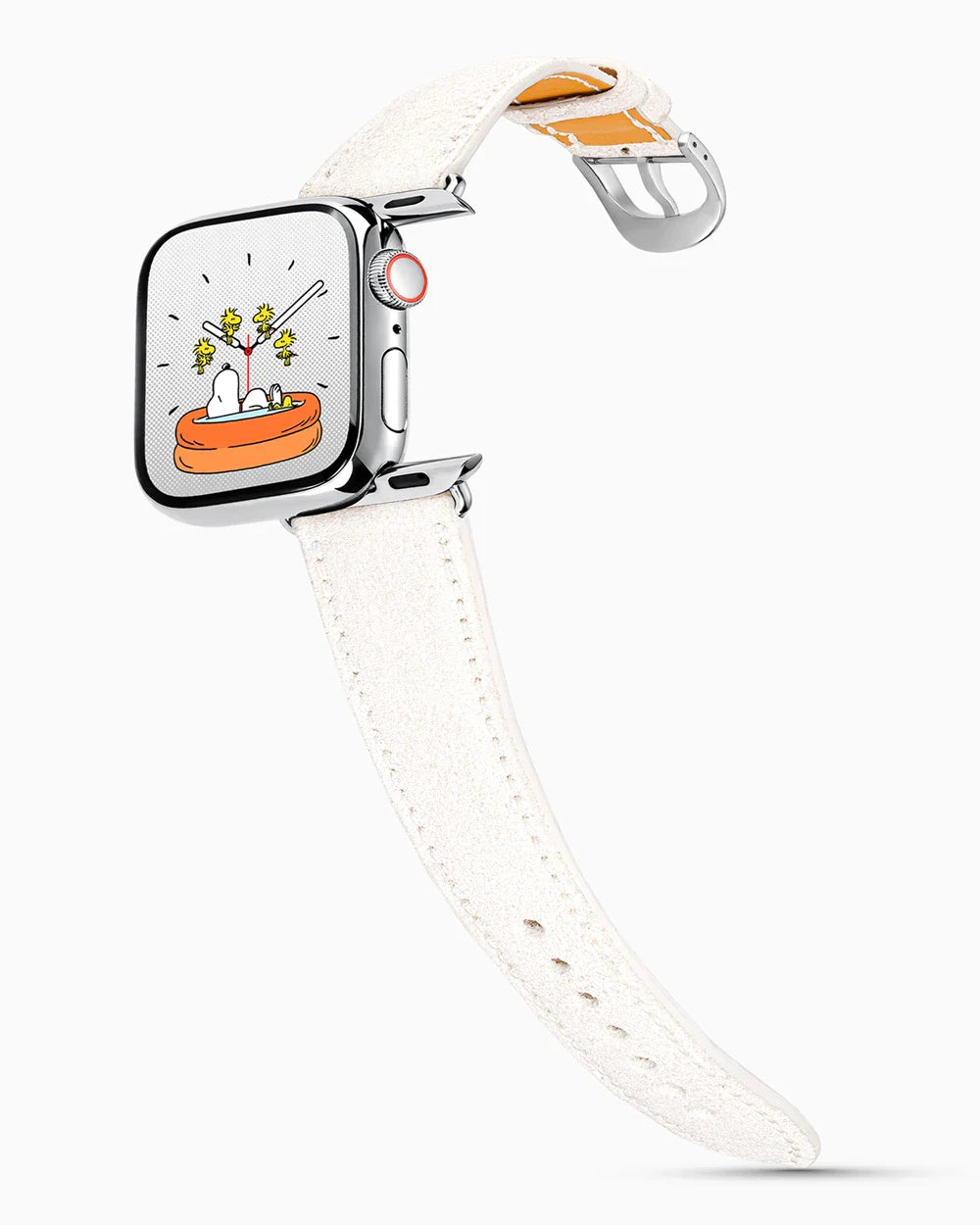 Janus Suede luxury Apple Watch leather band on a Series 9 Apple Watch