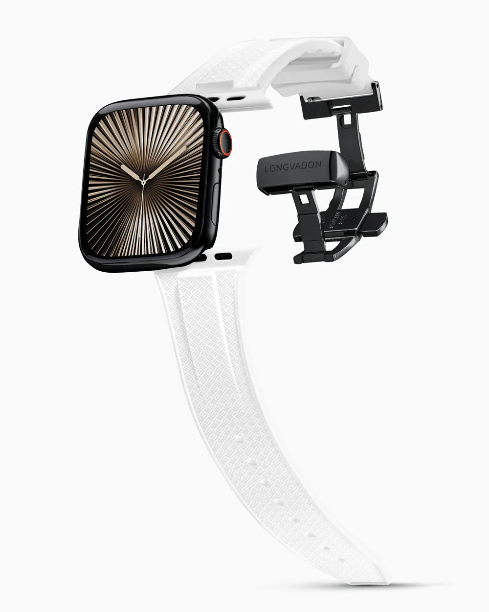 Voyager Series rubber luxury apple watch band main image polished black