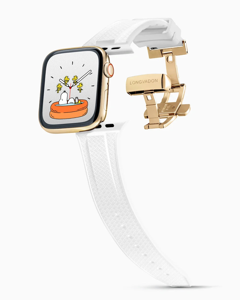 Voyager Series rubber luxury apple watch band main image polished gold