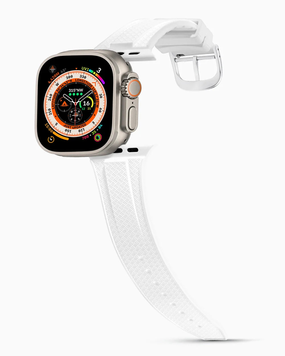 Voyager Series rubber luxury apple watch band main image silver