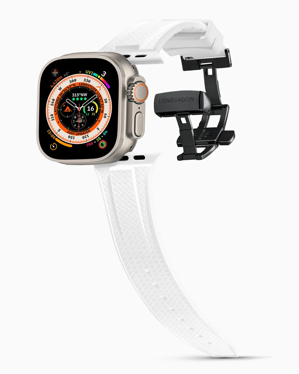 Voyager Series rubber luxury apple watch band main image polished black