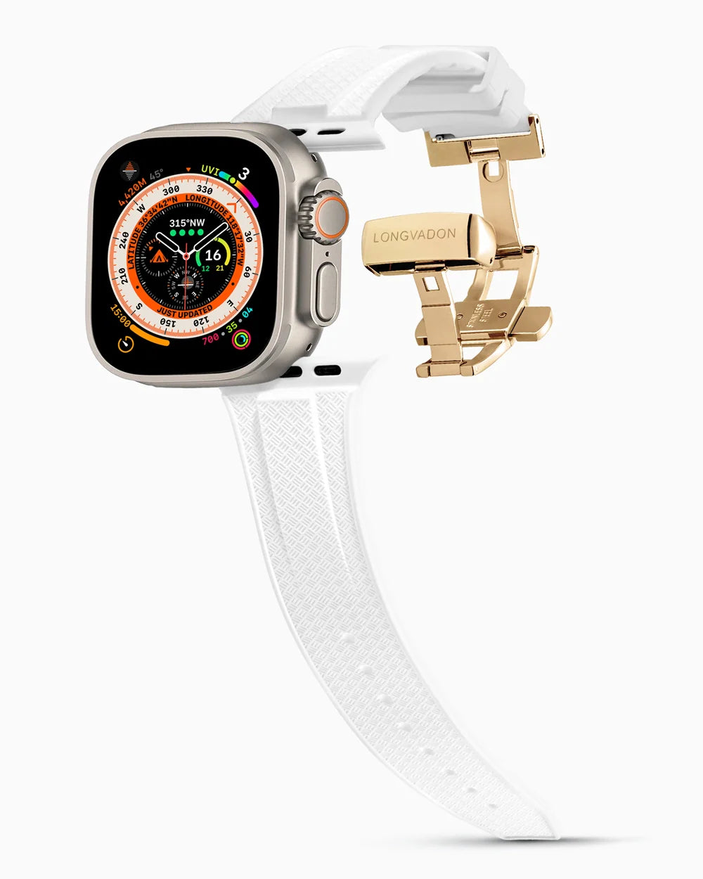 Voyager Series rubber luxury apple watch band main image polished gold