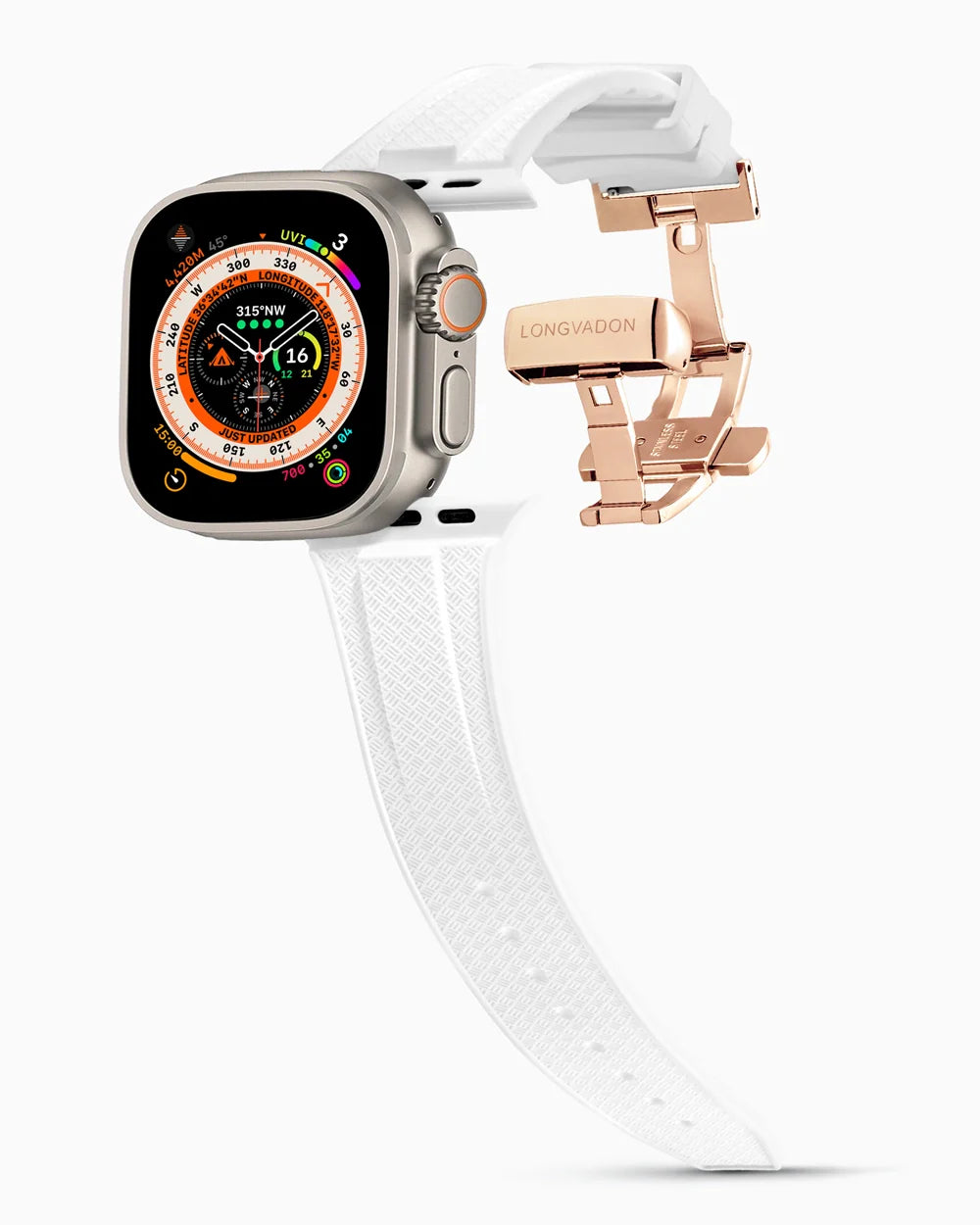 Voyager Series rubber luxury apple watch band main image rose gold