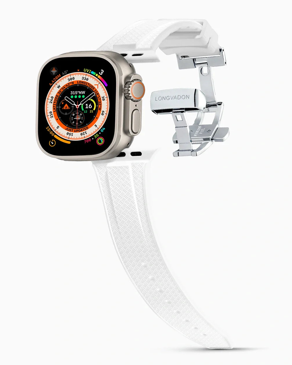 Voyager Series rubber luxury apple watch band main image silver