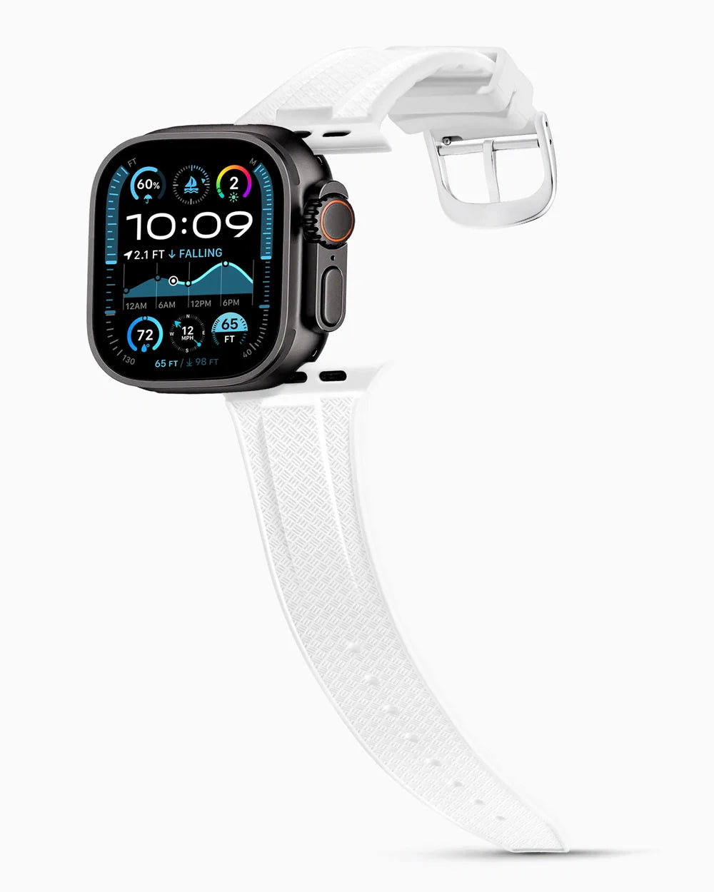 Voyager Series rubber luxury apple watch band main image silver