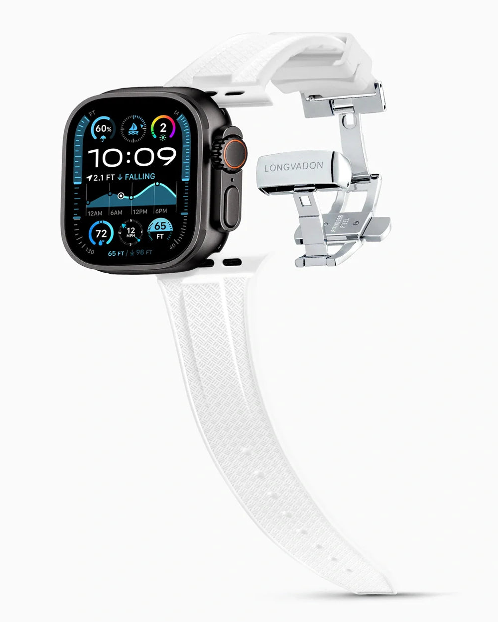 Voyager Series rubber luxury apple watch band main image silver