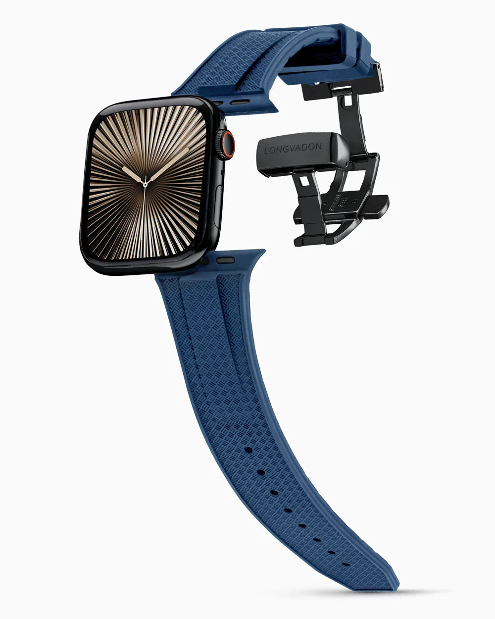 Voyager Series rubber luxury apple watch band main image polished black