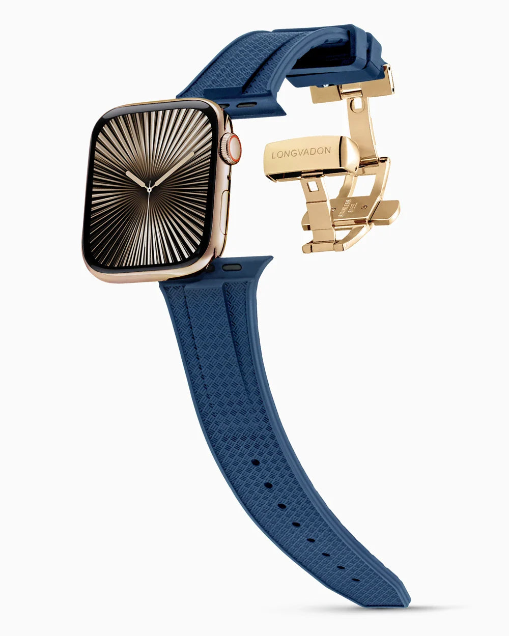 Voyager Series rubber luxury apple watch band main image polished gold