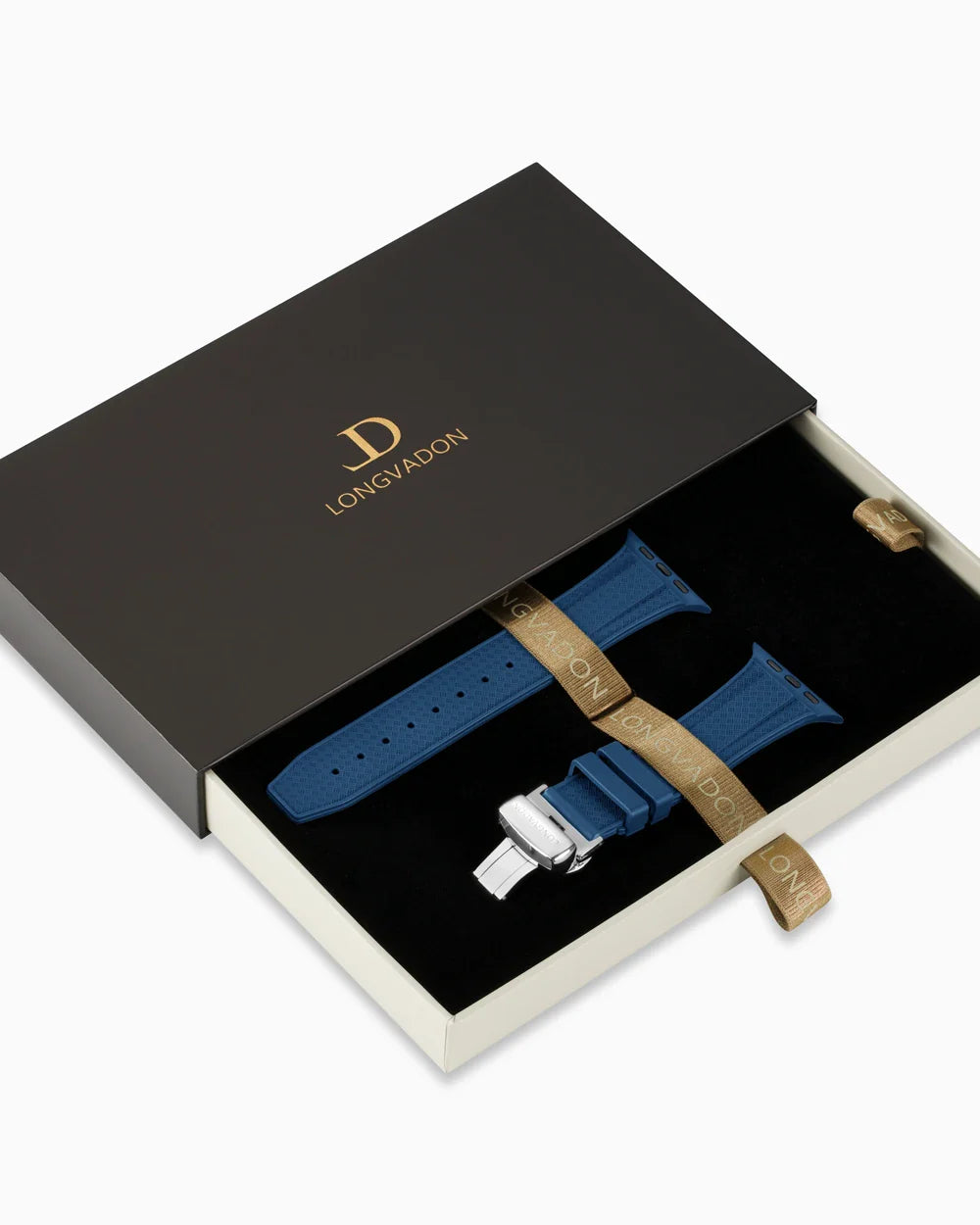 Voyager Series rubber luxury apple watch band in a box