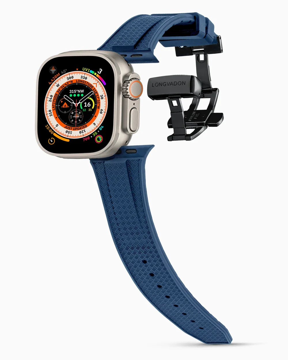 Voyager Series rubber luxury apple watch band main image polished black