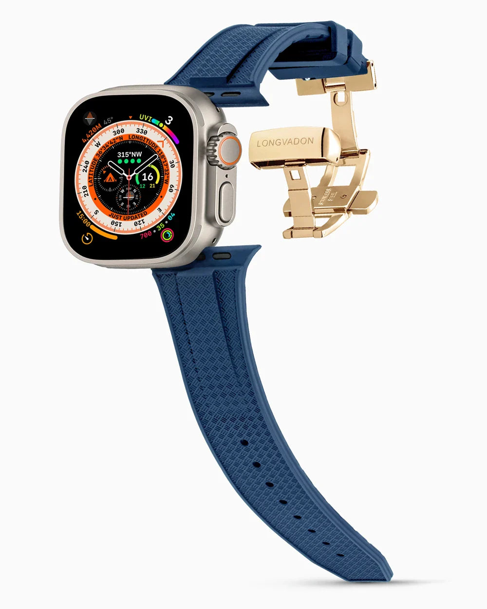 Voyager Series rubber luxury apple watch band main image polished gold