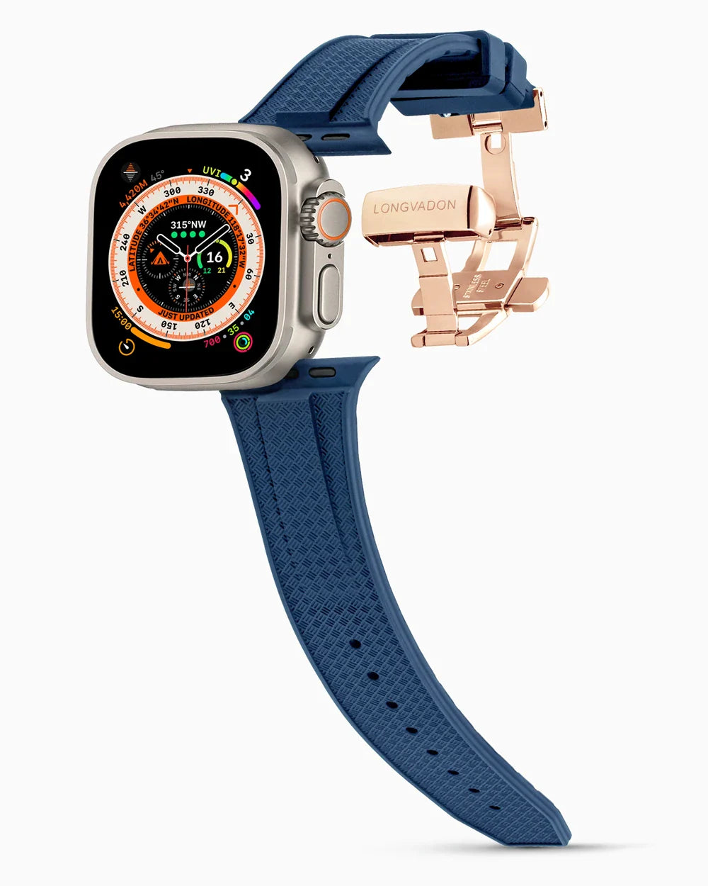 Voyager Series rubber luxury apple watch band main image rose gold